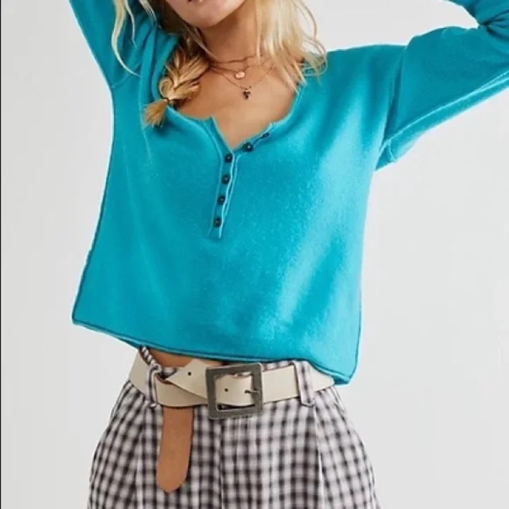 Free People Cashmere Nimbus Henley Sweater